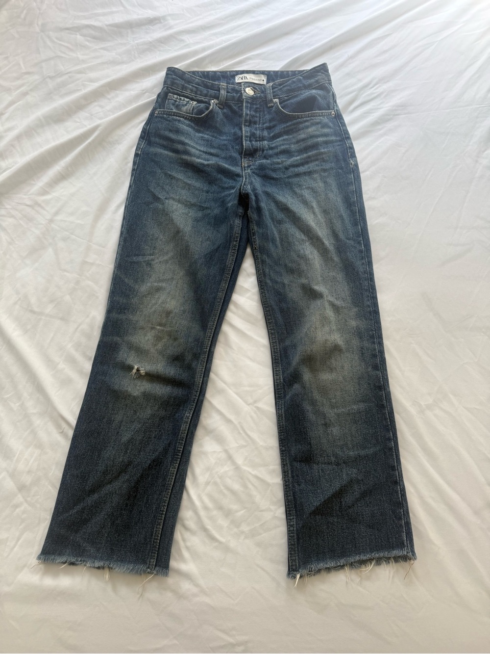 Zara Dark Blue Straight-Leg Jeans